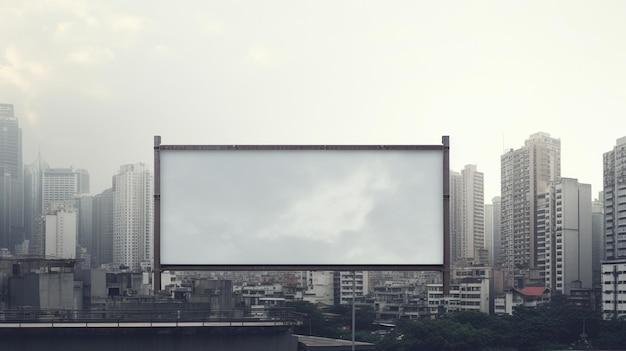 Moldura de outdoor em branco aninhada em meio a uma movimentada paisagem urbana tela aberta para criatividade