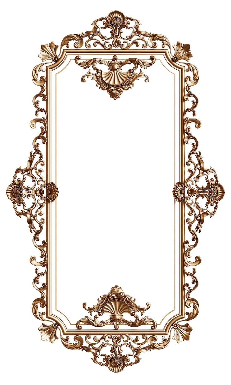 Foto moldura dourada clássica com decoração de ornamento isolada renderização em 3d