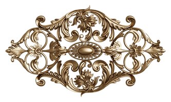 Moldura dourada clássica com decoração ornamento isolada no branco