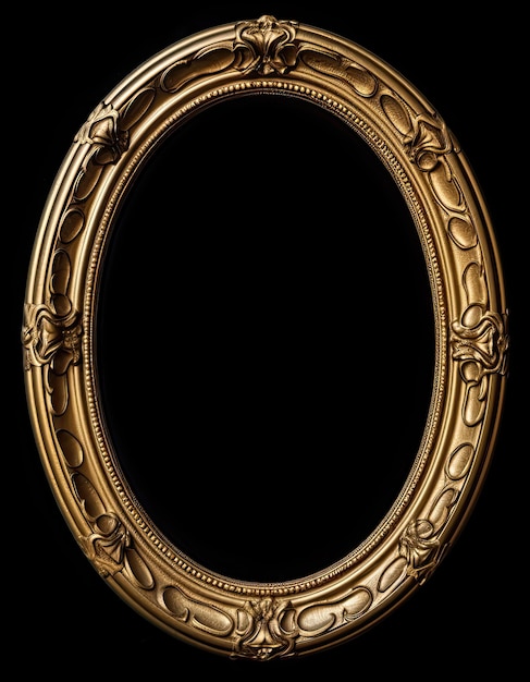 Moldura dourada oval ornamentada barroca Moldura para retrato isolada em fundo preto