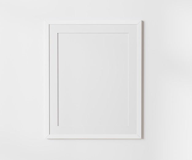 Moldura em branco branca com tapete na maquete de parede branca 45 proporção 40x50 cm 16 x 20 polegadas maquete de moldura de cartaz renderização em 3d
