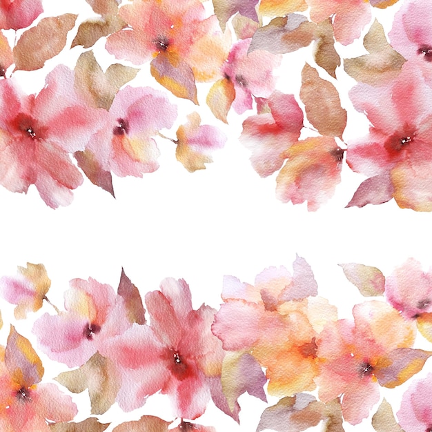 Moldura floral Aquarela flores desenhadas à mão rosa suave Cartão de saudação Design de convite de casamento