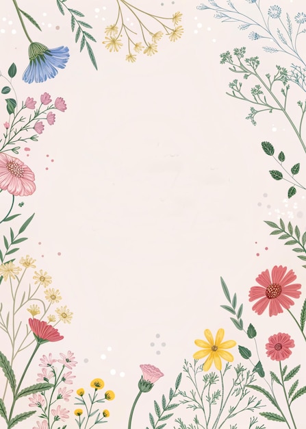 moldura floral de primavera e desenho de fundo