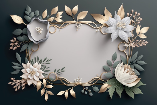 Moldura floral para decoração de casamento cartão de casamento Ilustração AI Generative