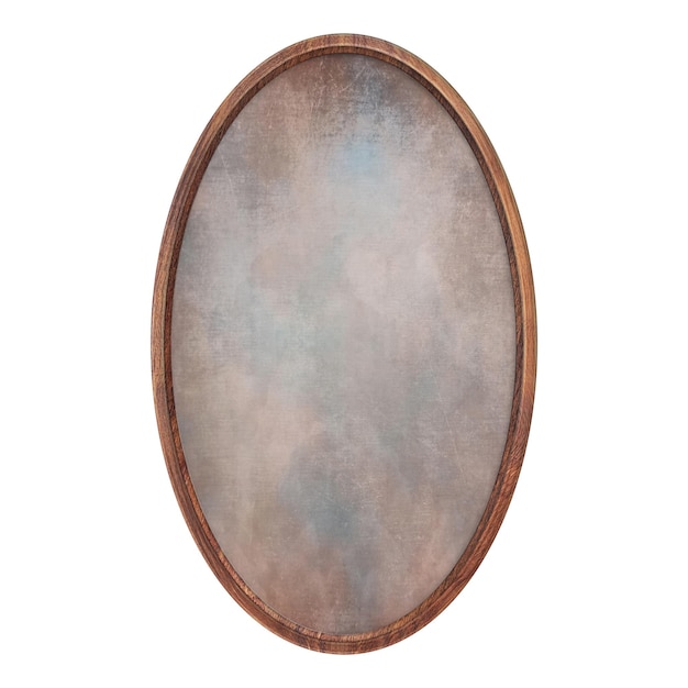 Moldura marrom de madeira Moldura oval vazia com textura de preenchimento abstrata isolada em fundo branco