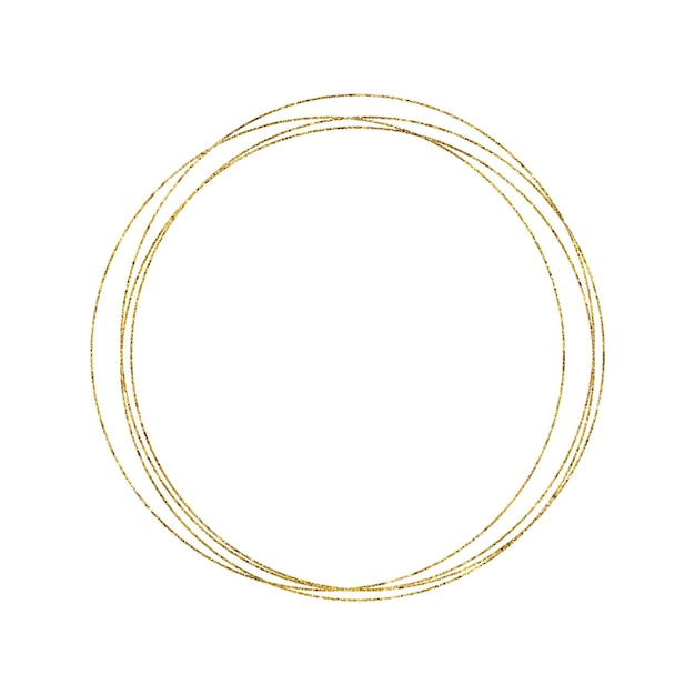 Moldura oval redonda geométrica ouro isolada no fundo branco