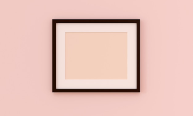 Moldura preta para inserir texto ou imagem dentro na parede de cor de rosa pastel.