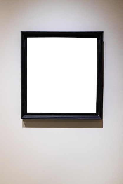 Foto moldura preta quadrada na parede vertical cinza