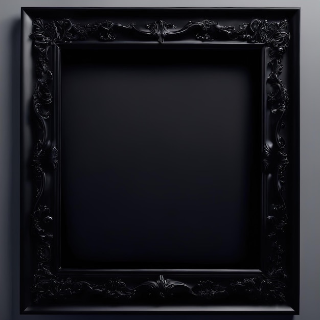 moldura preta vazia em um fundo escuroquadro preto em branco com espaço de cópia