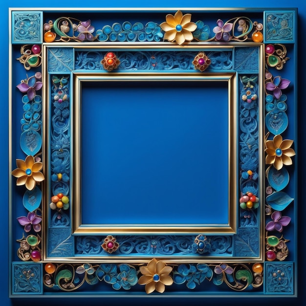 Moldura quadrada azul com belos designs