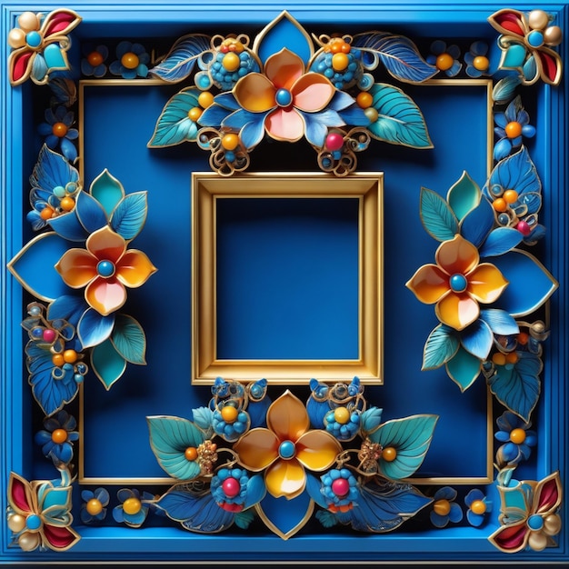 Moldura quadrada azul com belos designs