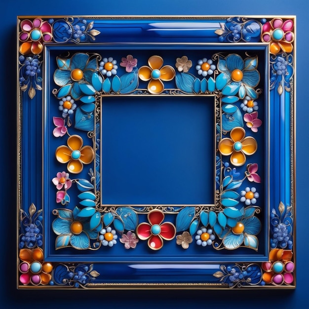 Moldura quadrada azul com belos designs