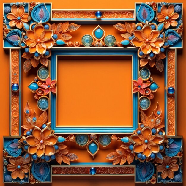 Moldura quadrada laranja com belos designs