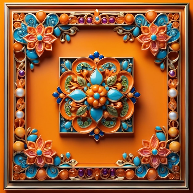 Moldura quadrada laranja com belos designs