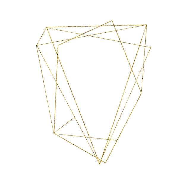 Foto moldura triangular geométrica dourada isolada no fundo branco