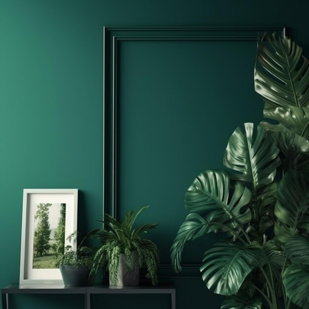 Moldura verde escura com fundo verde