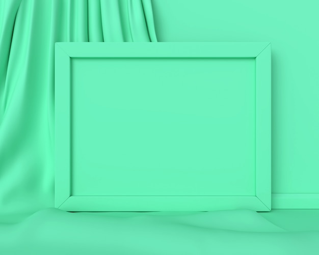 Moldura verde horizontal. 3d render.