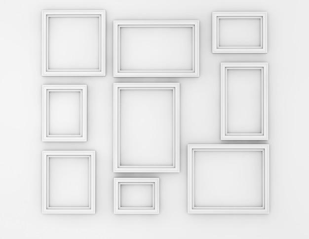 Molduras em branco definidas em um fundo branco