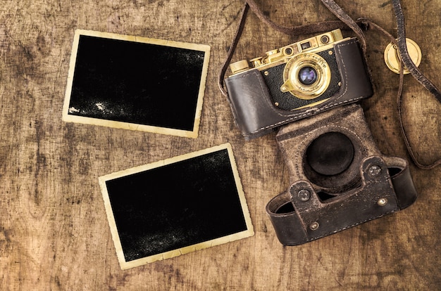 Molduras para fotos câmera de filme ainda vida