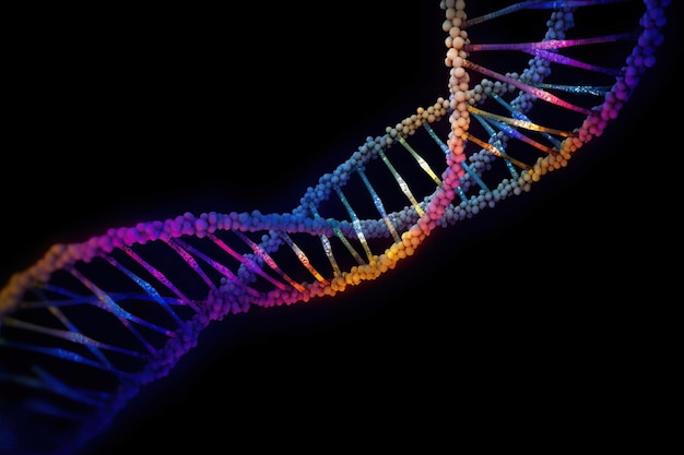 Molécula de ADN artificial Inteligencia artificial espiral de ADN de colores hélice de ADN coloridos genes cromosomas