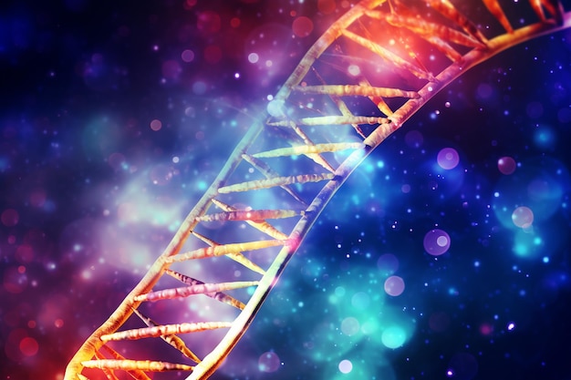 Molécula de ADN brillante en concepto científico