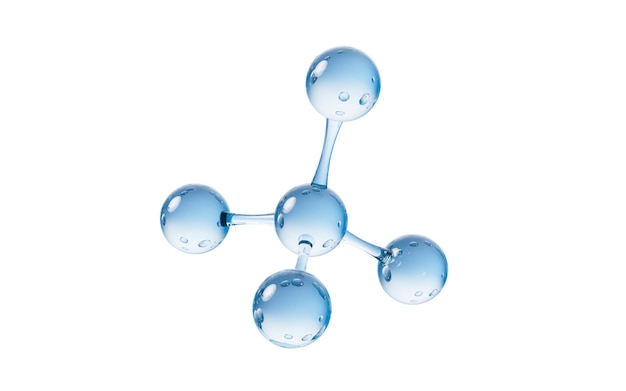 Molécula con biología y concepto químico renderizado 3d