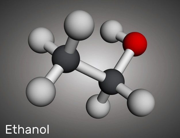 Foto molécula de álcool etanolílico c2h5oh modelo molecular em 3d