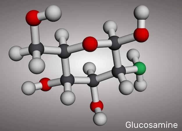 Molécula de glucosamina É usada para o tratamento da osteoartrite Modelo molecular 3D de renderização Ill