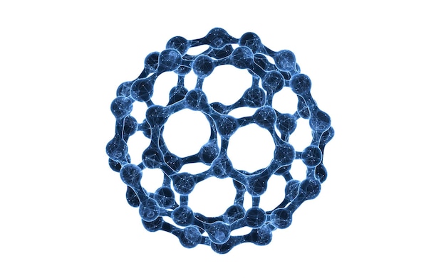 Foto molécula con estructura transparente azul en 3d