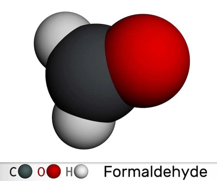 Foto molécula de formaldehído metanal formalina metileno modelo molecular en 3d