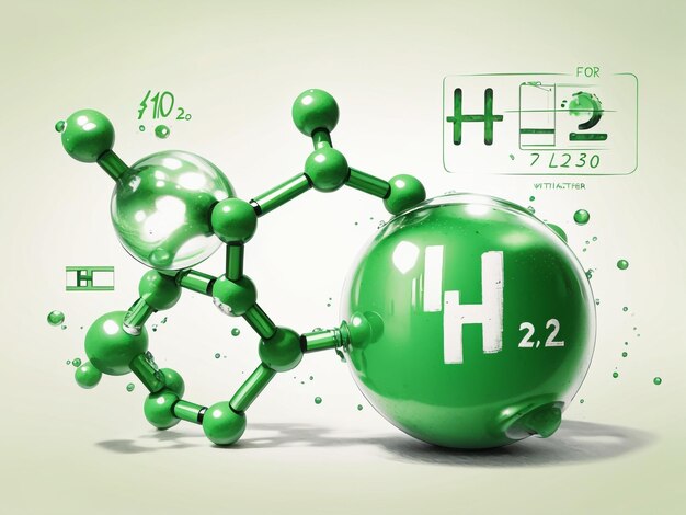 Foto molécula de gas h2 de hidrógeno verde energía alternativa sostenible