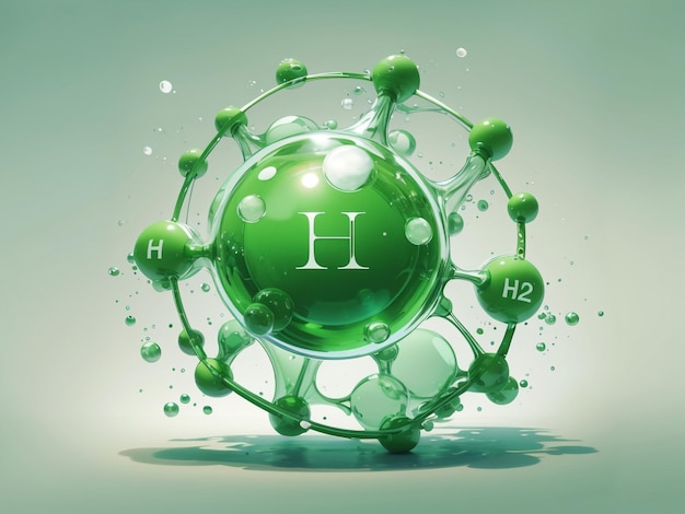 Molécula de gas H2 de hidrógeno verde Energía alternativa sostenible