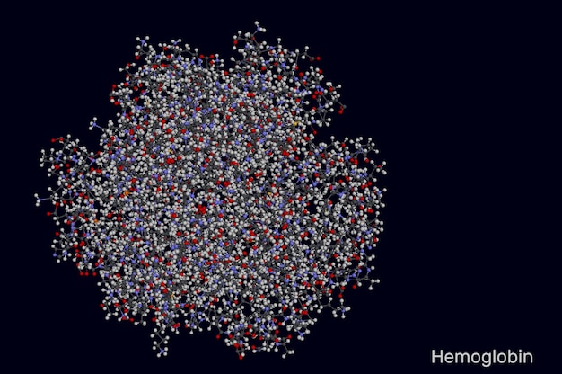 Molécula de hemoglobina Hb o Hgb Modelo molecular de representación 3D Ilustración