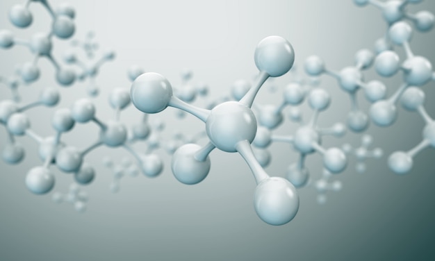 Foto molécula ou átomo branco, estrutura limpa abstrata para a ciência ou fundo médico.
