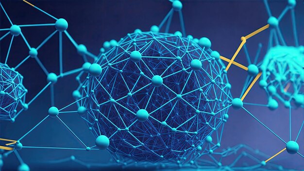 Una molécula de plexo de células atómicas químicas y ciencia abstracta red cibernética del universo futurista