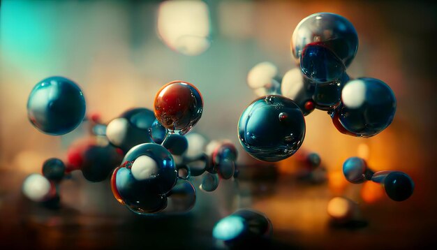 Moléculas 3D compuestos microbiología química genética concepto