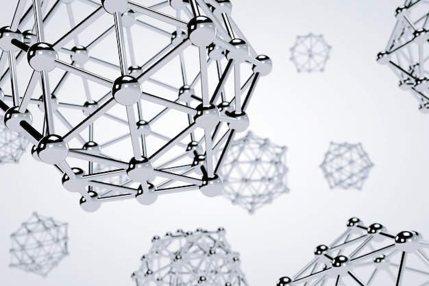 Moléculas abstractas de ciencia sobre un fondo blanco. Representación 3D