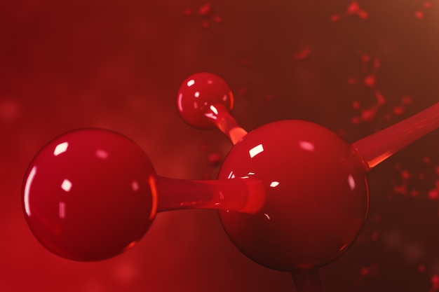 Moléculas de renderização 3d. átomos bacgkround. médico para banner ou panfleto. estrutura molecular no nível atômico.