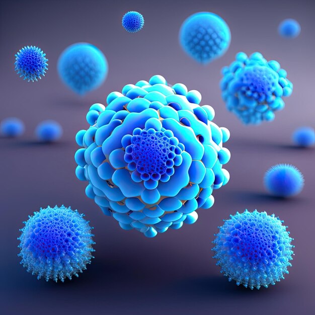 Moléculas de virus azul 3D