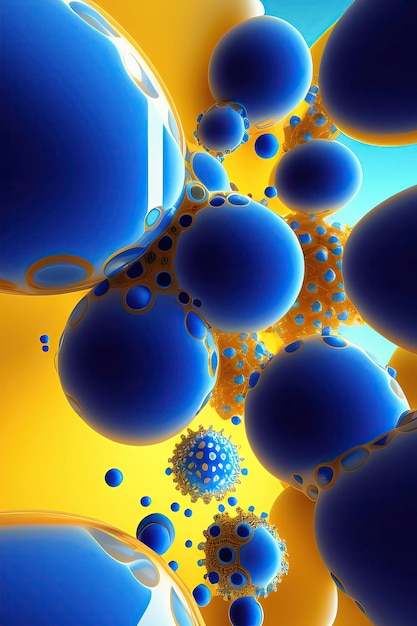 Moléculas de virus azul 3D