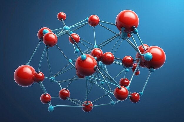 Molekül-Atomstruktur auf blauem Hintergrund Wissenschaftskonzept 3D-Rendering-Illustration