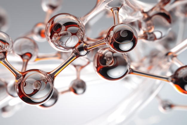 Moleküle Antioxidans der Flüssigkeitsblase auf grauem Hintergrund