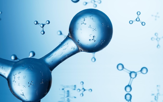 Moleküle auf dem Wasser 3D-Rendering