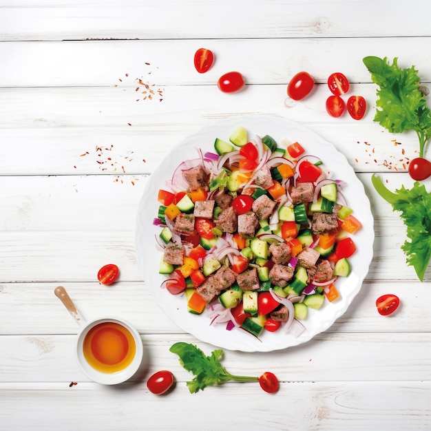 molho de comida saudável de salada grega