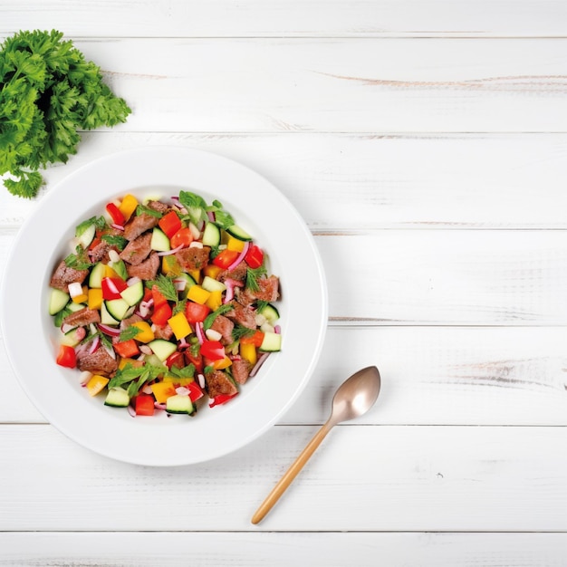 Foto molho de comida saudável de salada grega