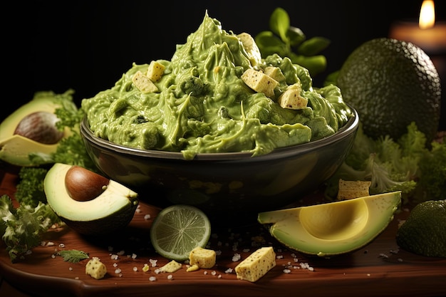 Foto molho de guacamole tradicional em mesa