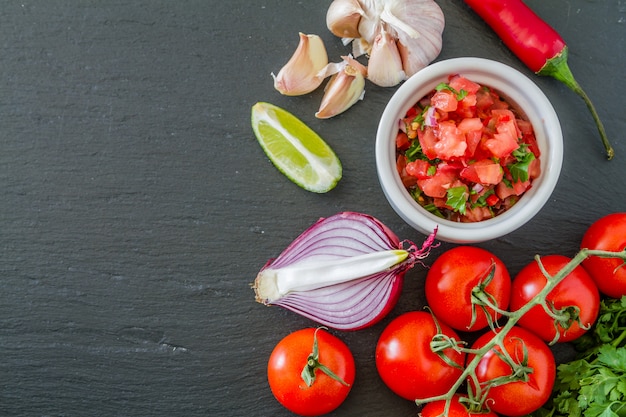 Molho de salsa e ingredientes