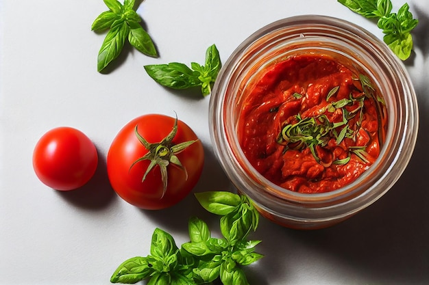 Molho de tomate fresco na mesa