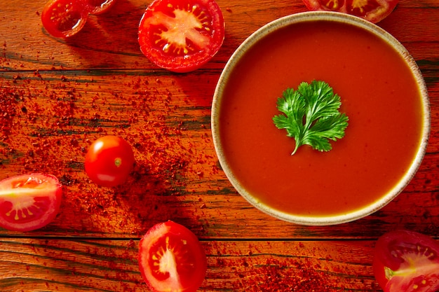 Molho de tomate gazpacho andaluz em vermelho