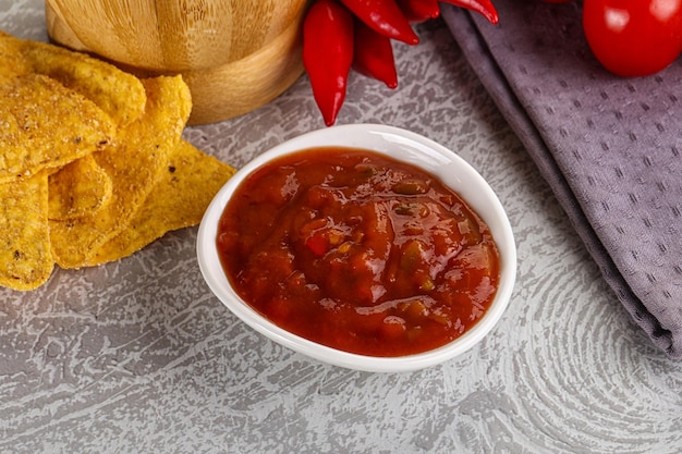 Foto molho mexicano picante salsa dip